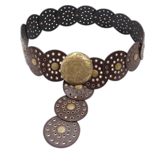 - Hollow Disc Belt Western Style Metal Buckle Vintage Belt main image 5